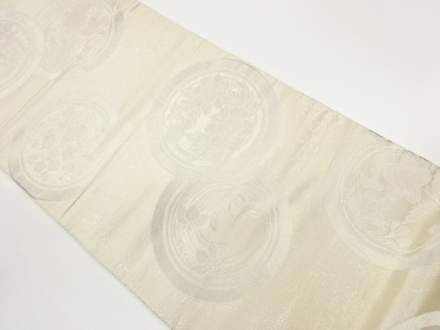 SALE!! JAPANESE MARU OBI / WOVEN UME & MAPLE LEAVES