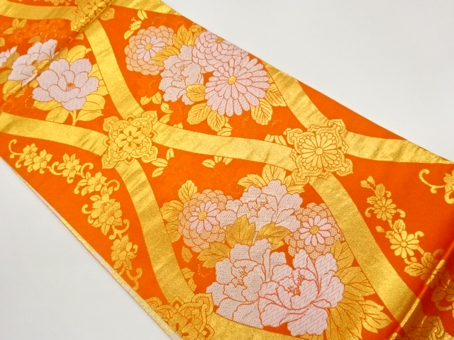 SALE!! JAPANESE MARU OBI / WOVEN FLOWERS