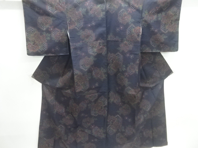 SALE!! JAPANESE KIMONO / ANTIQUE KIMONO / SILK / TSUMUGI / KIKKO & PEONY