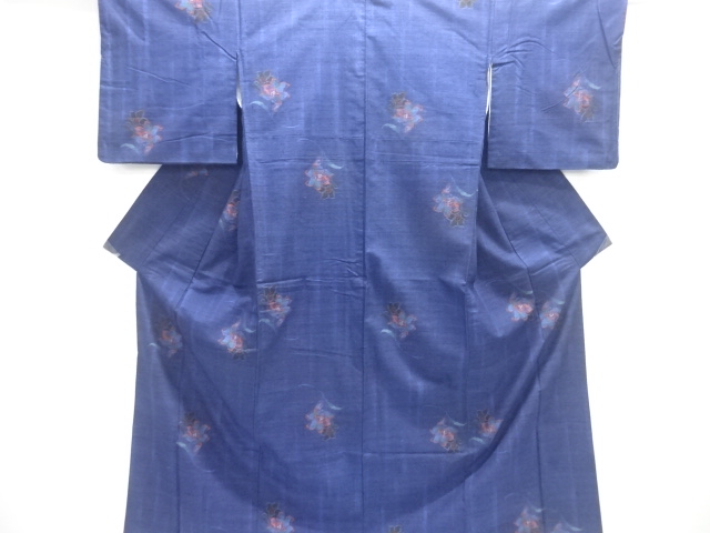 SALE!! JAPANESE KIMONO / ANTIQUE KIMONO / SILK / TSUMUGI / WOVEN FLORAL PLANTS