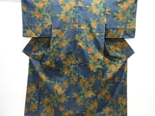 SALE!! JAPANESE KIMONO / ANTIQUE KIMONO / SILK / TOKAMACHI TSUMUGI / WOVEN FLOWERS