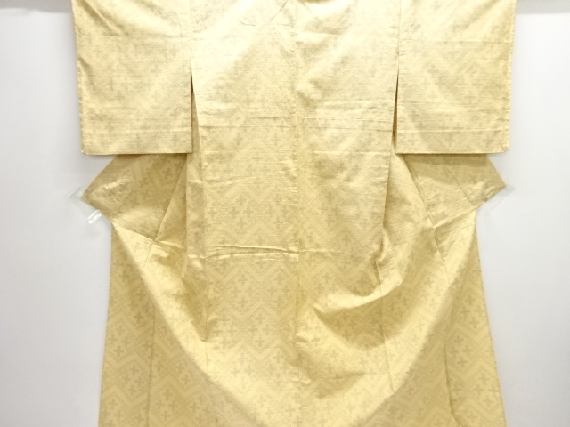 SALE!! JAPANESE KIMONO / ANTIQUE HITOE KIMONO / SILK / TOKAMACHI TSUMUGI / WOVEN CROSS KASURI PATTERN