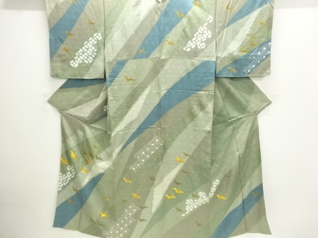 SALE!! JAPANESE KIMONO / HOMONGI / SILK / EMBROIDERY / SHIBORI / CRANES / SINGLE CREST