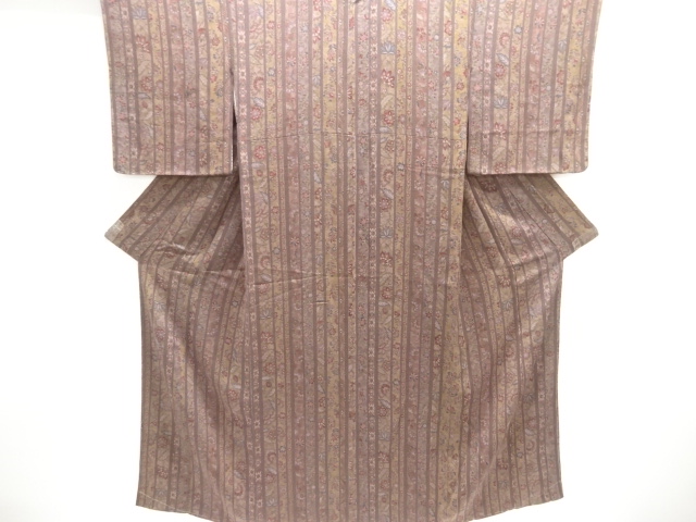 SALE!! JAPANESE KIMONO / KOMON / UNUSED / CHIRIMEN / STRIPE