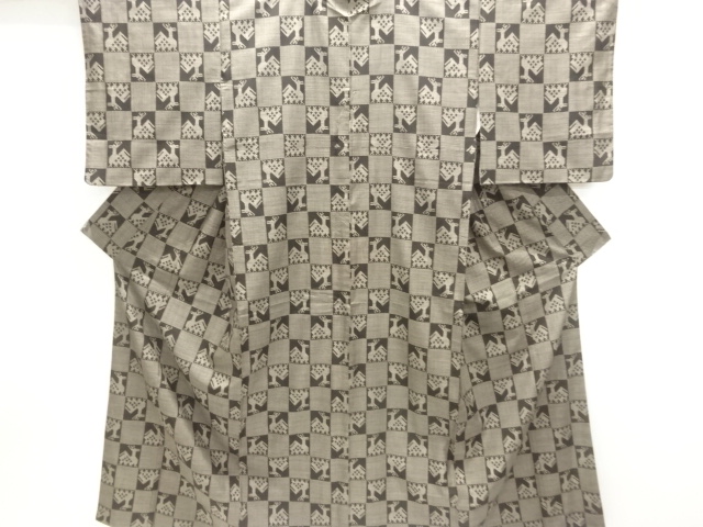 SALE!! JAPANESE KIMONO / DORO OSHIMA TSUMUGI / WOVEN ARISUGAWA PATTERN / 5MARUKI