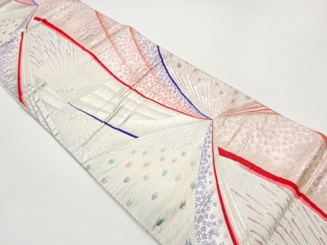 SALE!! JAPANESE FUKURO OBI / WOVEN ABSTRACT PEACOCK FEATHERS