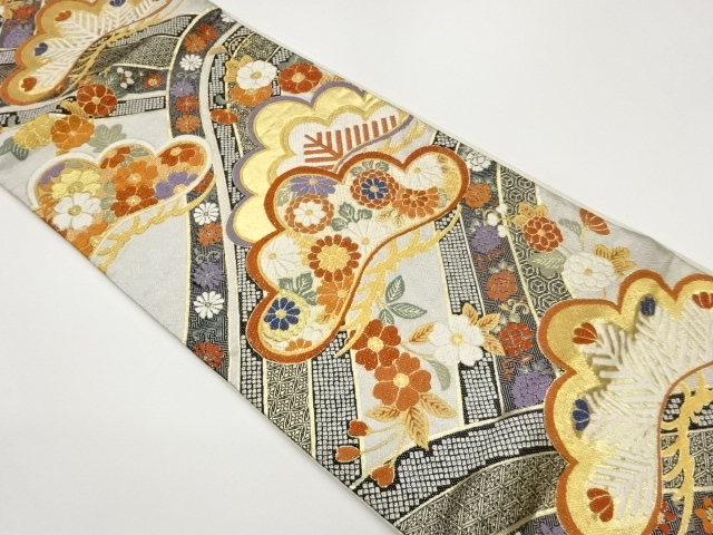 SALE!! JAPANESE FUKURO OBI / WOVEN FLOWER ARABESQUE
