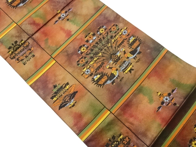 SALE!! JAPANESE FUKURO OBI / WOVEN FLOWER & BIRD