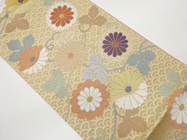 SALE!! JAPANESE FUKURO OBI / KARA-ORI / WOVEN SEIGAIHA