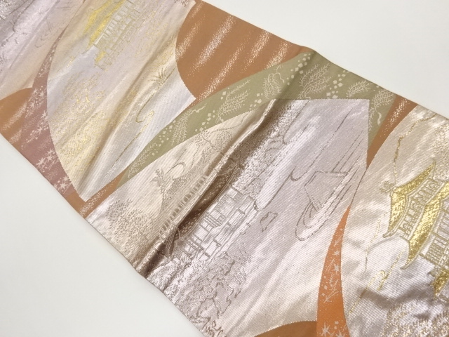 SALE!! JAPANESE FUKURO OBI / WOVEN KINKAKU TEMPLE