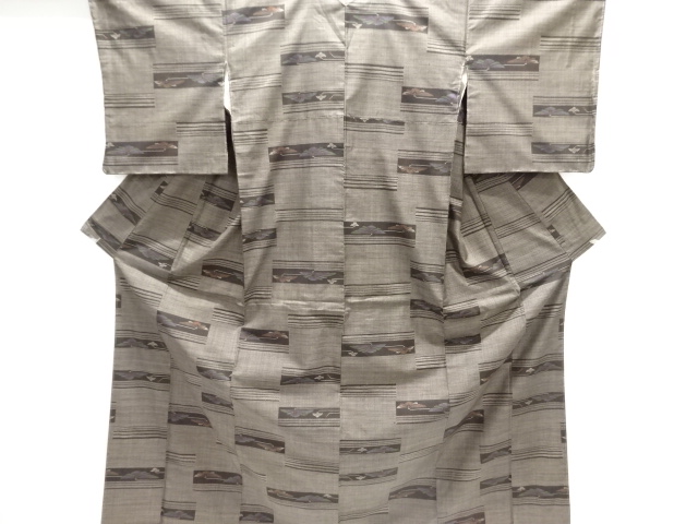 SALE!! JAPANESE KIMONO / DORO OSHIMA TSUMUGI / UNUSED / WOVEN ABSTRACT FLOWER / 5MARUKI