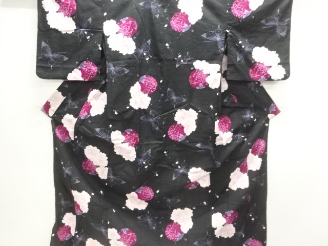 SALE!! JAPANESE KIMONO / YUKATA / COTTON / KOBAI / FLOWER & BUTTERFLY
