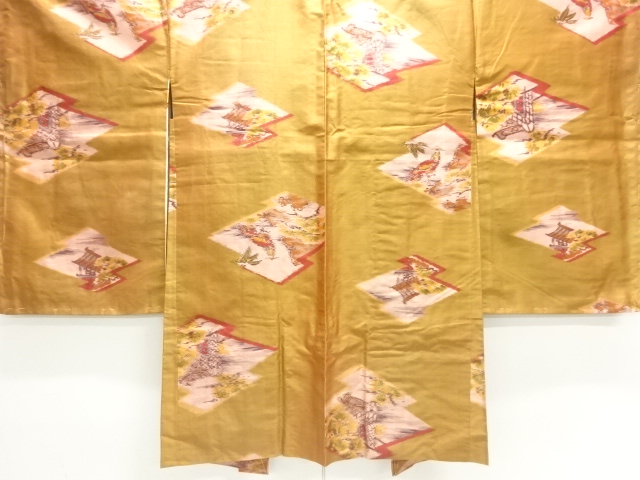 SALE!! JAPANESE ANTIQUE HAORI / TAISHO ROMAN STYLE / SILK / MEISEN / WOVEN MATSUKAWABISHI