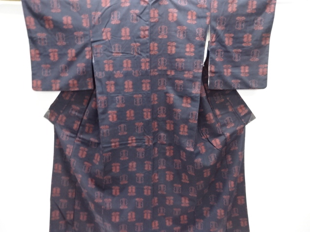 SALE!! JAPANESE KIMONO / ANTIQUE KIMONO / SILK / TSUMUGI / WOVEN ENSHU CAMELLIA