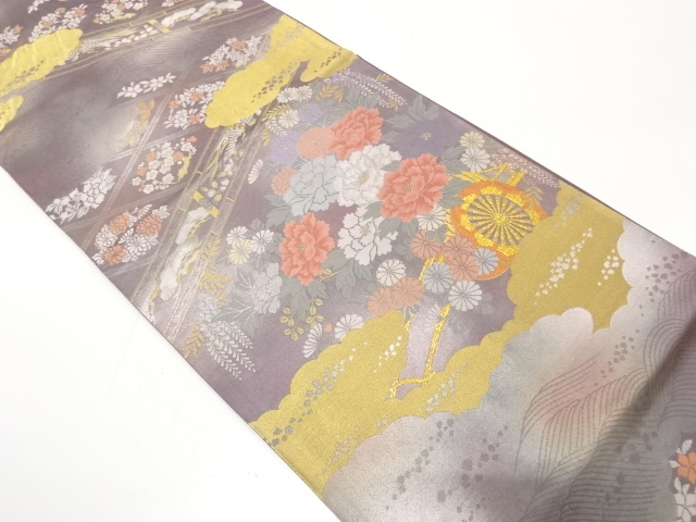 SALE!! JAPANESE FUKURO OBI / WOVEN FLORAL CART