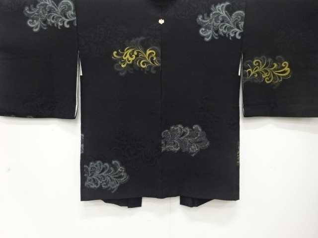 SALE!! JAPANESE ANTIQUE HAORI / TAISHO ROMAN STYLE / SILK / URUSHI / WOVEN ARABESQUE