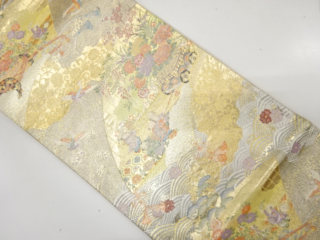 SALE!! JAPANESE FUKURO OBI / WOVEN FLORAL CART