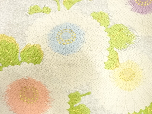 SALE!! JAPANESE KIMONO / ANTIQUE NAGOYA OBI / SILK / WOVEN KIKU