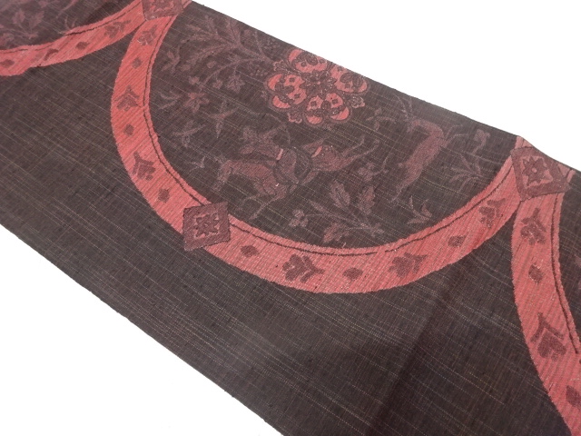 SALE!! JAPANESE KIMONO / ANTIQUE NAGOYA OBI / SILK / WOVEN FLORAL SARASA