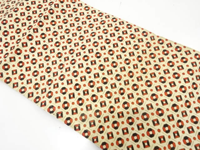 SALE!! JAPANESE KIMONO / ANTIQUE NAGOYA OBI / SILK / WOVEN GEOMETRIC PATTERN