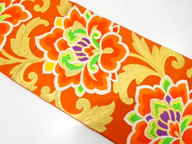 SALE!! JAPANESE KIMONO / ANTIQUE FUKURO OBI / SILK / WOVEN CHINESE FLOWER