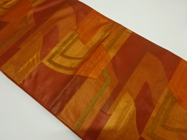 アンティーク　抽象模様織り出し袋帯（着用可）