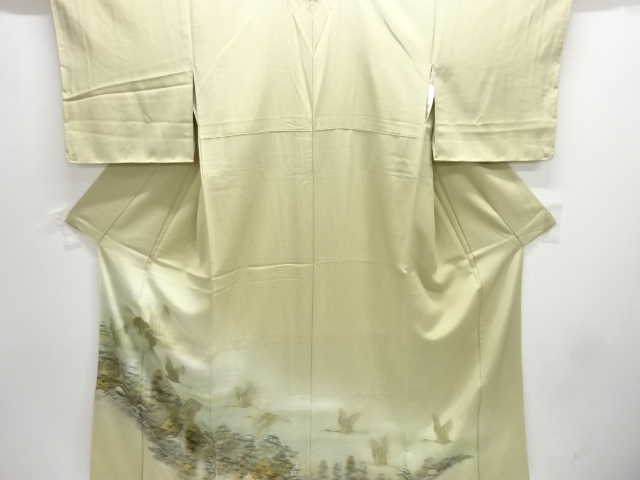 SALE!! JAPANESE KIMONO / TOMESODE / KINSAI IROE / ONE CREST / CRANES