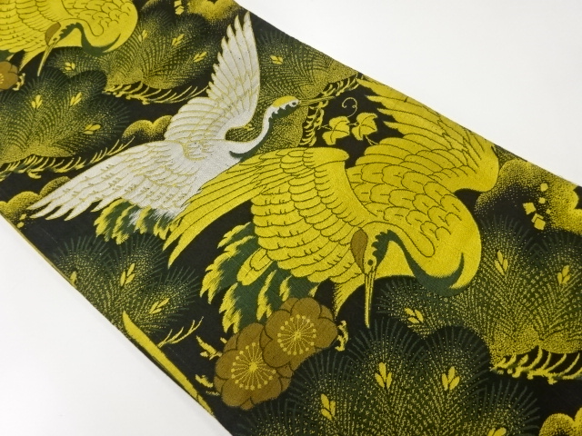 アンティーク　鶴に松梅模様織出し丸帯（材料）