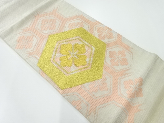 アンティーク　花亀甲模様織出し袋帯（材料）