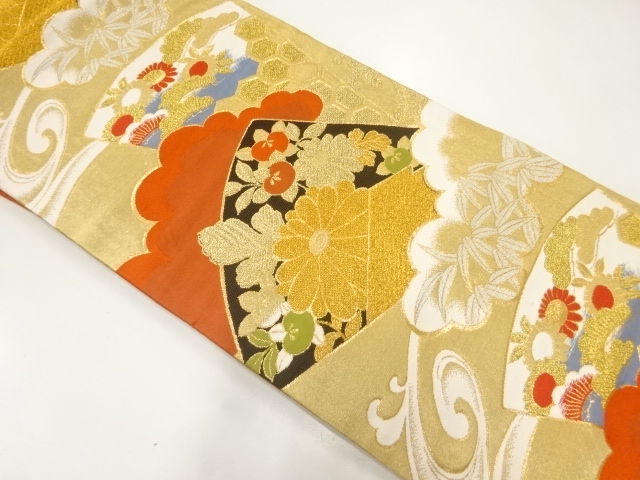 SALE!! JAPANESE KIMONO / ANTIQUE NAGOYA OBI / SILK / WOVEN FLORAL PLANTS