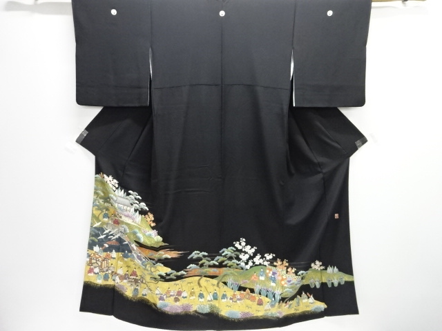 SALE!! JAPANESE KIMONO / TOMESODE / SILK / SCENERY OF PEOPLE IN THE PAST / ARTIST WORK
