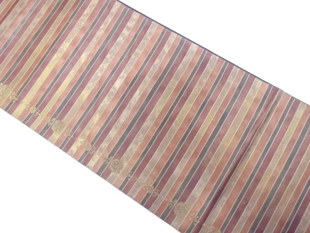SALE!! JAPANESE FUKURO OBI / WOVEN STRIPE & FLOWER