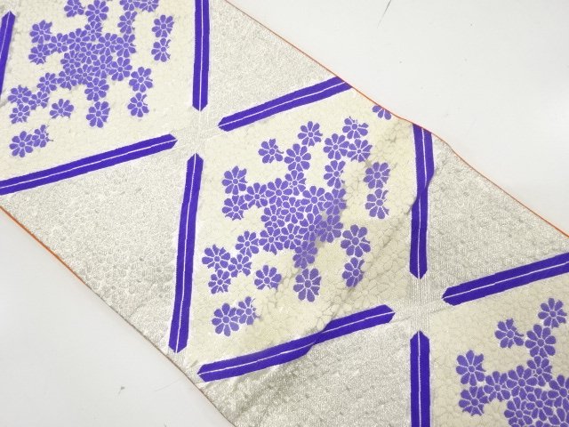 SALE!! JAPANESE KIMONO / ANTIQUE CHILDRENS OBI WOVEN / DIAGONAL LATTICE / FLO