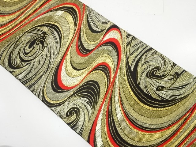 SALE!! JAPANESE KIMONO / ROUGH WAVE PATTERN WEAVING ALL THROUGH FUKURO OBI