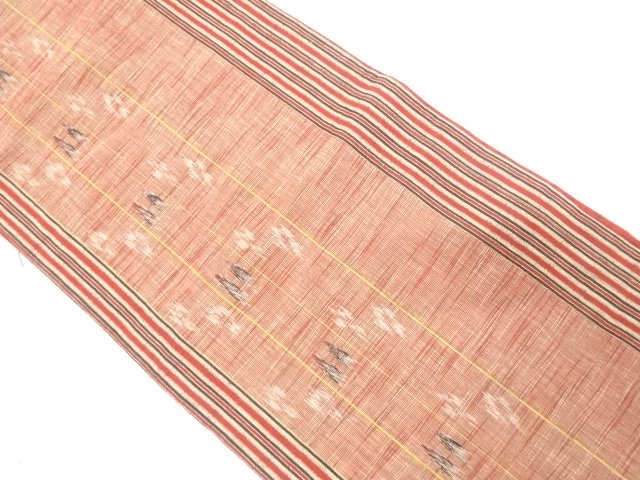 SALE!! JAPANESE KIMONO / COTTON PONGEE / STRIPES / A KASURI PATTERN WOVEN THE