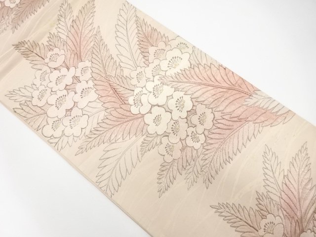 SALE!! JAPANESE KIMONO / ANTIQUE FUKURO OBI / SILK / WOVEN FLORAL PLANTS