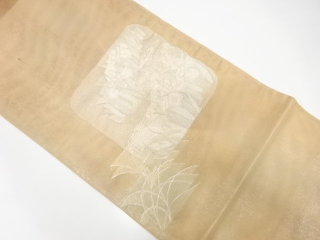 SALE!! JAPANESE KIMONO / ANTIQUE SUMMER FUKURO OBI / SILK / WOVEN YATSUHASHI BRIDGE
