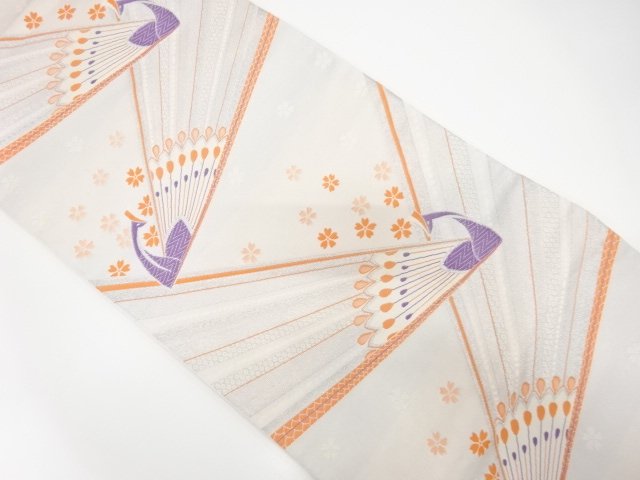 SALE!! JAPANESE KIMONO / PEACOCK PATTERN WOVEN FUKURO OBI (MATERIAL)