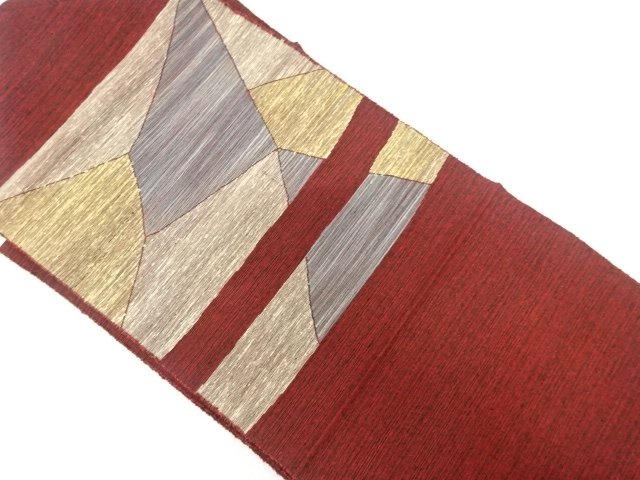 SALE!! JAPANESEKIMONO / ANTIQUE TSUMUGI ISHIDATAMI PATTERN WOVEN NAGOYA OBI (