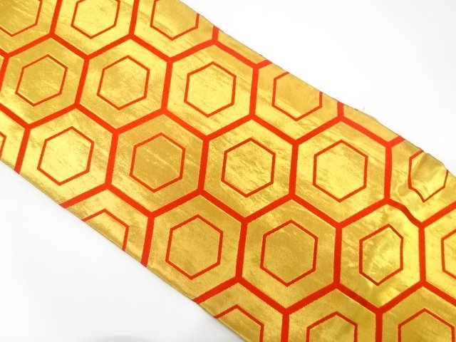 SALE!! JAPANESE KIMONO / ANTIQUE TORTOISESHELL WOVEN PATTERN WOVEN MARU OBI (