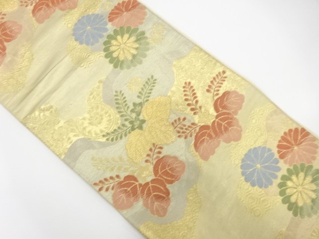 SALE!! JAPANESE KIMONO / ANTIQUE FUKURO OBI (WEARABLE) / CHRYSANTHEMUM / PAUL