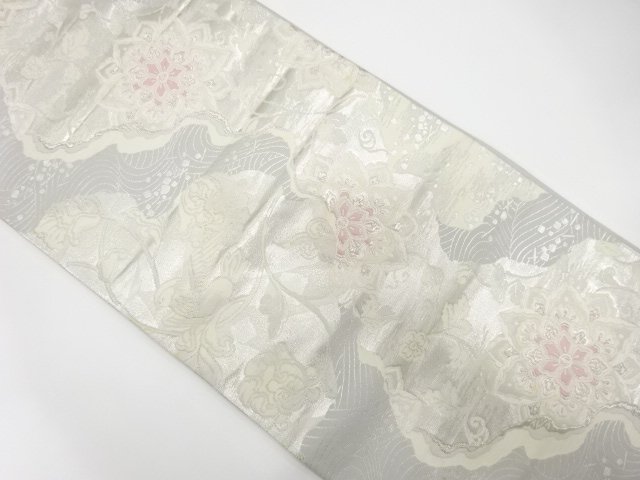 SALE!! JAPANESE KIMONO / ANTIQUE FLOWER / BIRD PATTERN WOVEN MICHINAGATAKE / 