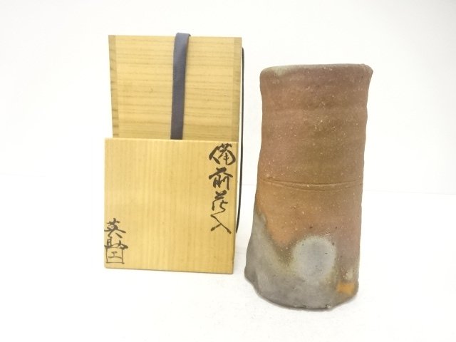 SALE!! JAPANESE POTTERY / BIZEN WARE HANAIRE FLOWER VASE / ARTISAN WORK
