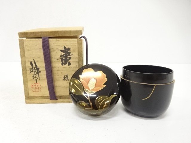 SALE!! JAPANESE COLLECTIBLE / CAMELLIA / LARGE JUJUBE-SHAPED CUBE / LACQUERED