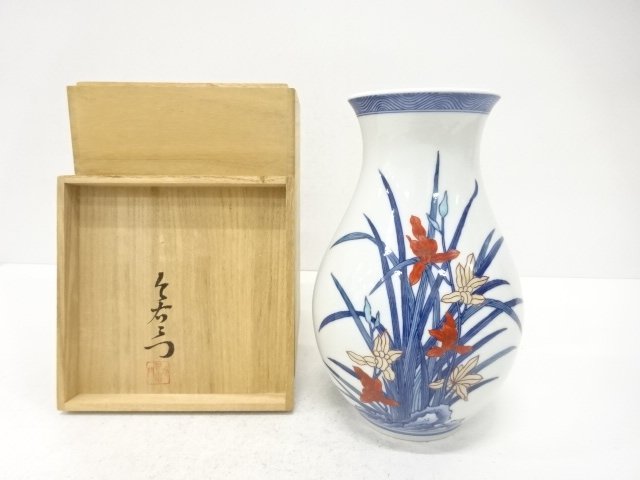 SALE!! JAPANESE COLLECTIBLE / ARITA PORCELAIN VASE / BROCADE / ORCHID DESIGN 