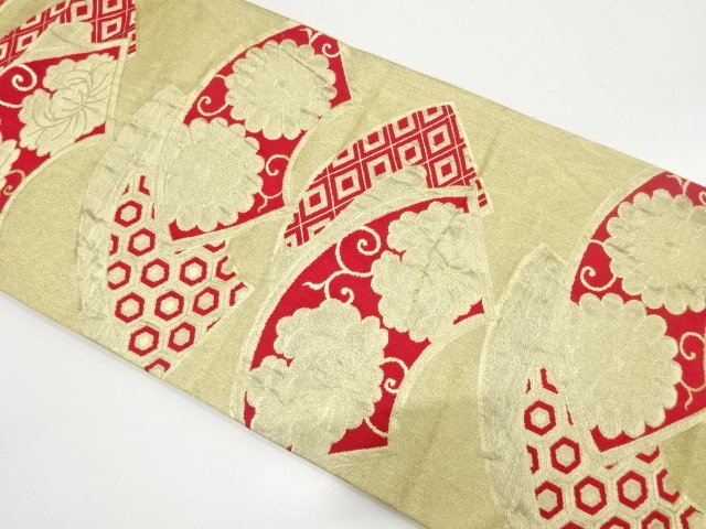 SALE!! JAPANESE KIMONO / ANTIQUE FUKURO OBI / SILK / WOVEN KIKU & PEONY
