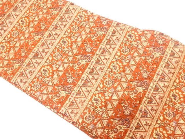 SALE!! JAPANESE KIMONO / ANTIQUE NAGOYA OBI / WOVEN CAVALIER & ARABESQUE