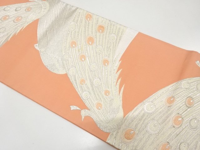 SALE!! JAPANESE KIMONO / ANTIQUE FUKURO OBI / SILK / WOVEN PEACOCK