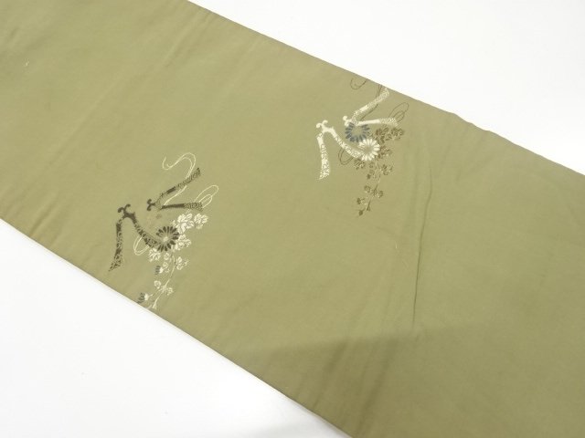 SALE!! JAPANESE KIMONO / ANTIQUE CHUYA OBI / WOVEN KOTOJI & KIKU