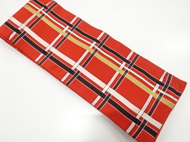 SALE!! JAPANESE HANHABA OBI / CHIKUZEN HAKATA / WOVEN GRID